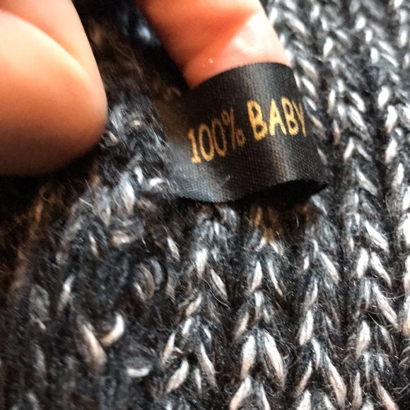 Black gray striped open cardigan alpaca sweater - Picture 4 of 7